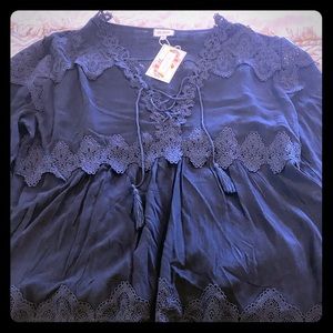 BNWT - 2xl - Black Lace Detail Shirt